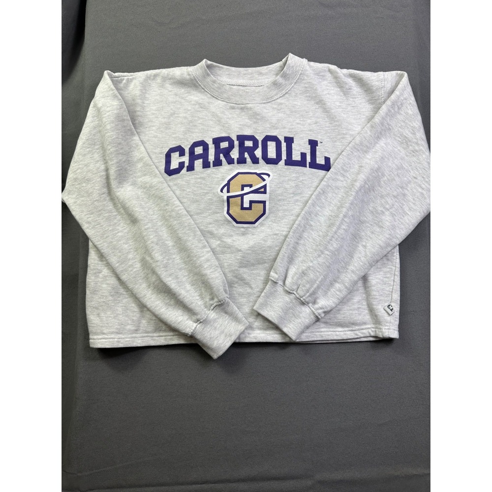 CI Sport Carroll University Sweatshirt Gray Purple Cropped Crewneck Small